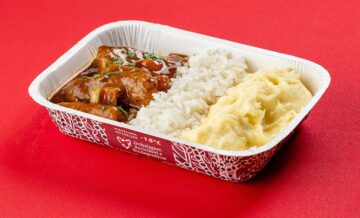 Bife a rolê com arroz branco e purê de batatas 400g
